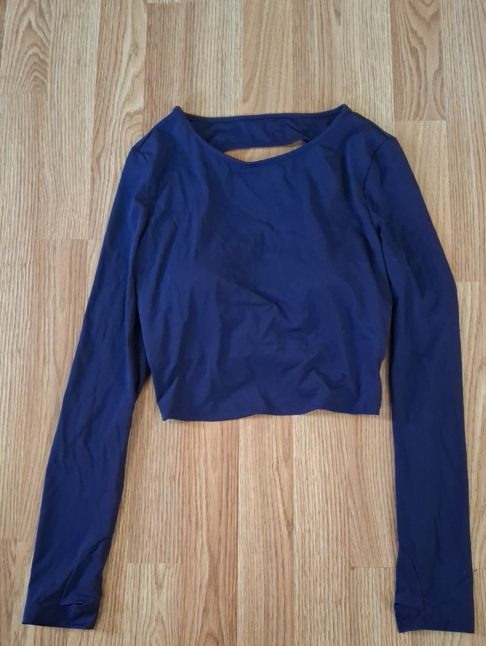 LOOVOO Navy Blue Long-Sleeve Crop Swim Tee (Swi069)